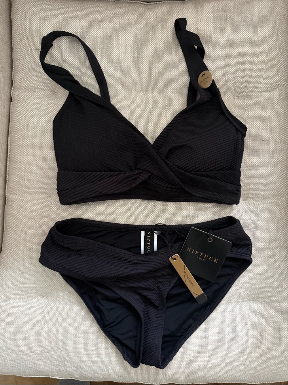Women's Black Twist-Front Bikini Set